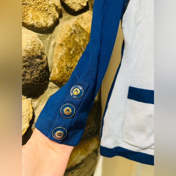 ST. JOHN $350 by Marie Gray Santana Knit Royal Blue Button collection cardigan. - Picture 7 of 14